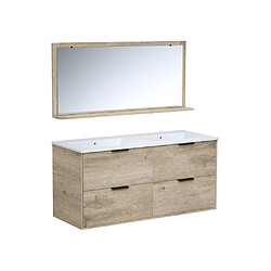 Salaun Evasion Bevel 120 cm Meuble vasque mural 4 tiroirs céramique miroir chêne clair