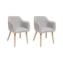Pegane Lot de 2 chaises style fauteuil avec des pieds en bois, coloris gris - Longueur 60 x Profondeur 57 x Hauteur 83,5 cm