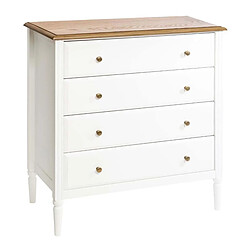 Pegane Commode à 4 tiroirs coloris blanc et bois - Longueur 80 x Profondeur 40 x Hauteur 85,4 cm