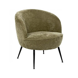Pegane Fauteuil club avec pieds métal noir, coloris vert olive - Longueur 63 x Profondeur 69 x Hauteur 71 cm