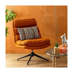 Pegane Fauteuil pivotant en polyster ambre avec des pieds en métal noir - Longueur 64 x Profondeur 74,5 x Hauteur 87 cm