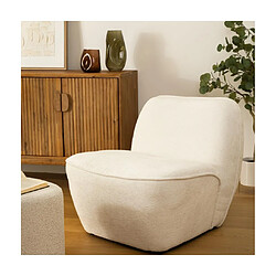 Pegane Fauteuil chauffeuse en tissu chenille de couleur blanche - Longueur 81 x Profondeur 73 x Hauteur 71 cm