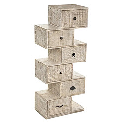 Pegane Chiffonnier 6 tiroirs en bois de manguier coloris sable - Longueur 50 x Profondeur 30 x Hauteur 122 cm