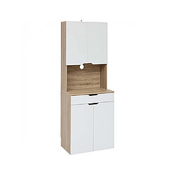 Pegane Buffet de cuisine avec 2 placards et 1 tiroir, coloris chêne/blanc - Longueur 60 x Profondeur 40 x Hauteur 170 cm