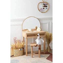 Pegane Coiffeuse et Tabouret avec miroir pour chambre d'enfant, coloris beige - Longueur 55 x Profondeur 36,5 x Hauteur 100 cm