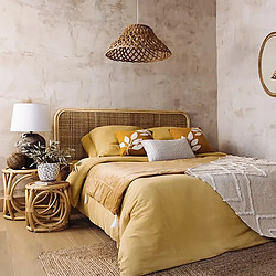 Pegane Tête de lit en rotin tressé, coloris beige - Longueur 160 x Profondeur 3 x Hauteur 100 cm