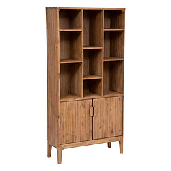 Pegane Bibliothèque en bois d'acacia avec 2 portes et étagères - Longueur 95 x Profondeur 35 x Hauteur 190 cm