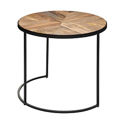 Pegane Lot de 2 tables café gigognes en métal noir et manguier Basile pas cher