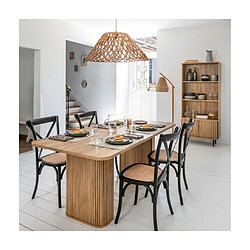 Pegane Table à manger rectangulaire en placage effet bois - Longueur 180 x Profondeur 90 x Hauteur 75 cm