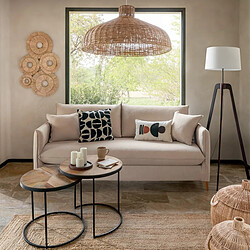 Pegane Lot de 2 tables café gigognes en métal noir et manguier Basile