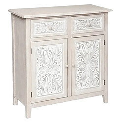 Pegane Buffet meuble de rangement 2 portes et 2 tiroirs - Longueur 80 x Profondeur 34 x Hauteur 85 cm