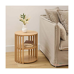 Pegane Table D'appoint ronde avec étagère, coloris beige - Longueur 40 x Profondeur 40 x Hauteur 48 cm.