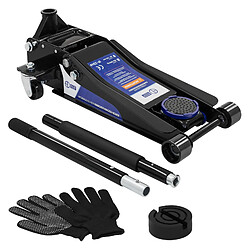 Ecd Germany Cric hydraulique 3T profil bas 83-465mm double piston roulettes pivotants à 360°