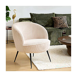 Pegane Fauteuil club avec pieds métal noir, coloris Beige - Longueur 63 x Profondeur 69 x Hauteur 71 cm
