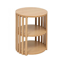 Pegane Table D'appoint ronde avec étagère, coloris beige - Longueur 40 x Profondeur 40 x Hauteur 48 cm.
