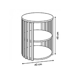 Pegane Table D'appoint ronde avec étagère, coloris beige - Longueur 40 x Profondeur 40 x Hauteur 48 cm. pas cher