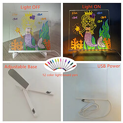 Tableau Message Lampe LED, 15X15 cm, Kit de Dessin avec 12 Marqueurs Effaçable, Support Réglable pas cher