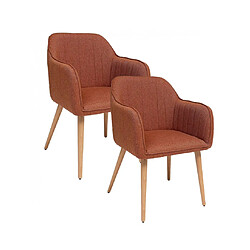 Pegane Lot de 2 chaises style fauteuil avec des pieds en bois, coloris ambre - Longueur 60 x Profondeur 57 x Hauteur 83,5 cm