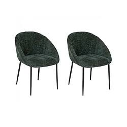 Pegane Lot de 2 chaises de salle à manger en tissu chenille avec des pieds en métal, coloris Vert Cèdre - Longueur 60 x Profondeur 57 x Hauteur 81 cm