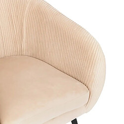 Avis Pegane Fauteuil en velours coloris beige plissé et pieds en métal noir - Longueur 74 x Profondeur 70 x Hauteur 78 cm