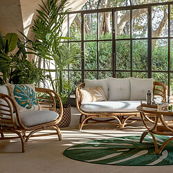 Pegane Fauteuil en rotin avec cousins coloris Blanc - Longueur 78 x Profondeur 84 x Hauteur 75 cm