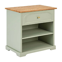 Pegane Table de chevet avec un tiroir et deux étagères ouvertes, coloris Vert Céladon - Longueur 45 x Profondeur 30 x Hauteur 67 cm
