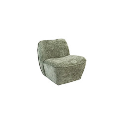 Pegane Fauteuil chauffeuse en tissu chenille de couleur verte - Longueur 81 x Profondeur 73 x Hauteur 71 cm