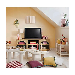 Pegane Table d'appoint table café avec 1 étagère et des pieds boules, coloris ivoire - Longueur 40 x Profondeur 40 x Hauteur 45 cm pas cher