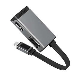Alogic A-Logic Adaptateur Vidéo Duo Play 2-en-1 USB-C vers HDMI et VGA avec Affichage 4K 60Hz Gris
