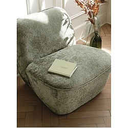 Pegane Fauteuil chauffeuse en tissu chenille de couleur verte - Longueur 81 x Profondeur 73 x Hauteur 71 cm