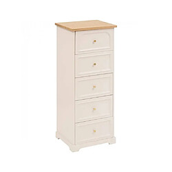 Pegane Chiffonnier meuble de rangement avec 5 tiroirs, coloris ivoire - Longueur 45 x Profondeur 39 x Hauteur 113 cm