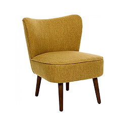 Pegane Fauteuil de salon crapaud scandinave avec pieds en bois, coloris ocre - Longueur 57 x Profondeur 69 x Hauteur 72,5 cm