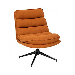 Pegane Fauteuil pivotant en polyster ambre avec des pieds en métal noir - Longueur 64 x Profondeur 74,5 x Hauteur 87 cm