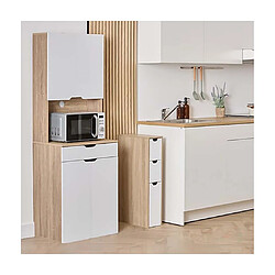 Pegane Buffet de cuisine avec 2 placards et 1 tiroir, coloris chêne/blanc - Longueur 60 x Profondeur 40 x Hauteur 170 cm