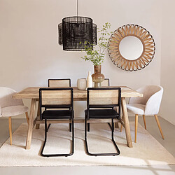 Pegane Table à manger extensible en bois d'acacia et motifs chevrons - Longueur 180 x Profondeur 90 x Hauteur 76 cm