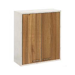 Pegane Meuble haut de Cuisine avec 2 Portes + 1 étagère amovible, coloris marron/blanc - Longueur 52 x Profondeur 20 x Hauteur 59 cm
