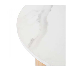 Avis Pegane Table d’appoint ronde avec plateau effet marbre blanc - Diamètre 45 x Hauteur 50 cm