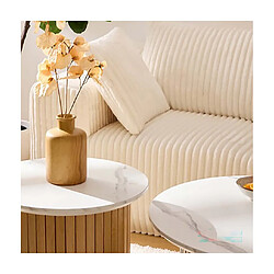 Pegane Table d’appoint ronde avec plateau effet marbre blanc - Diamètre 45 x Hauteur 50 cm