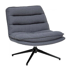 Pegane Fauteuil pivotant en polyster gris avec des pieds en métal noir- Longueur 64 x Profondeur 74,5 x Hauteur 87 cm