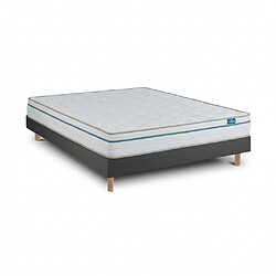 Leafsleep Ensemble Cloud One et Sommier Preto - Cama com Matelas Taille 200 x 140 cm Hauteur 52 cm