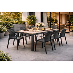 Pegane Lot de 6 chaises de jardin avec accoudoirs coloris Antracithe pas cher