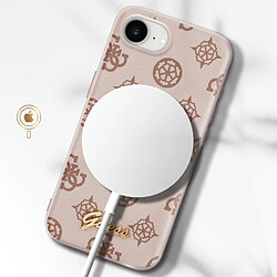 Avis Guess Maroquinerie Guess Coque MagSafe pour iPhone 17e Série Peony Script Logo Antichoc Marron clair