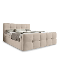 INTENSE DECO Lit coffre + matelas Volupto 140x190cm velours Beige