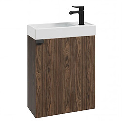 Badplaats Meuble de salle de bain Keno 50 x 23 cm – Brun Noyer – Meuble lavabo avec vasque
