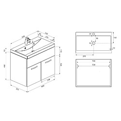 Badplaats Meuble de salle de bain Montreal 01 60 cm - Chêne avec Noir – Lavabo et Armoire pas cher