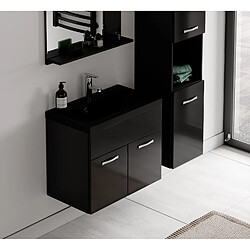 Avis Badplaats Meuble de Salle de Bain Montreal Set 02 60 cm – Noir Matt – Lavabo Noir / Miroir