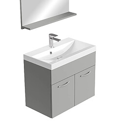 Avis Badplaats Meuble de Salle de Bain Montreal Set 02 60 cm – Gris Mat – avec Lavabo et Miroir