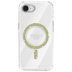 Guess Maroquinerie Guess Coque MagSafe pour iPhone 17e Série IML Glitter Circle Antichoc Transparent