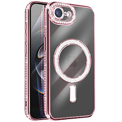 Avizar Coque pour iPhone 17e Compatible MagSafe avec Contour Strassé Rose