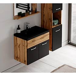 Avis Badplaats Meuble de Salle de Bain Montreal Set 02 60 cm – Chêne / Noir Matt
